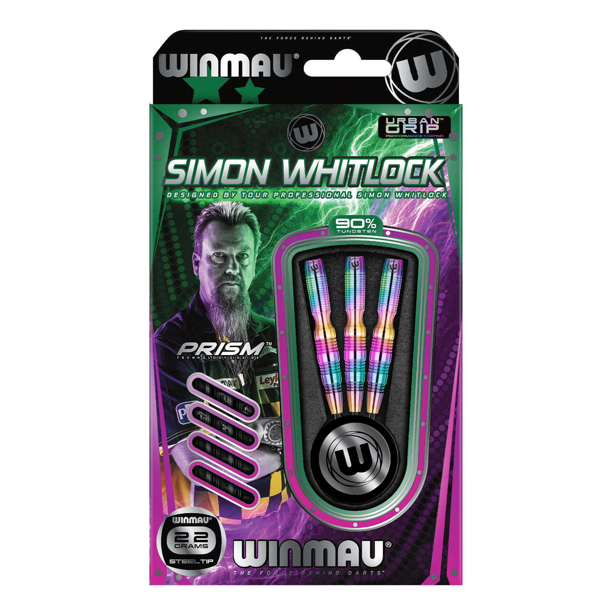 Winmau Simon Whitlock Urban Grip Steel Tip Darts - 90% Tungsten - 22 Grams Darts
