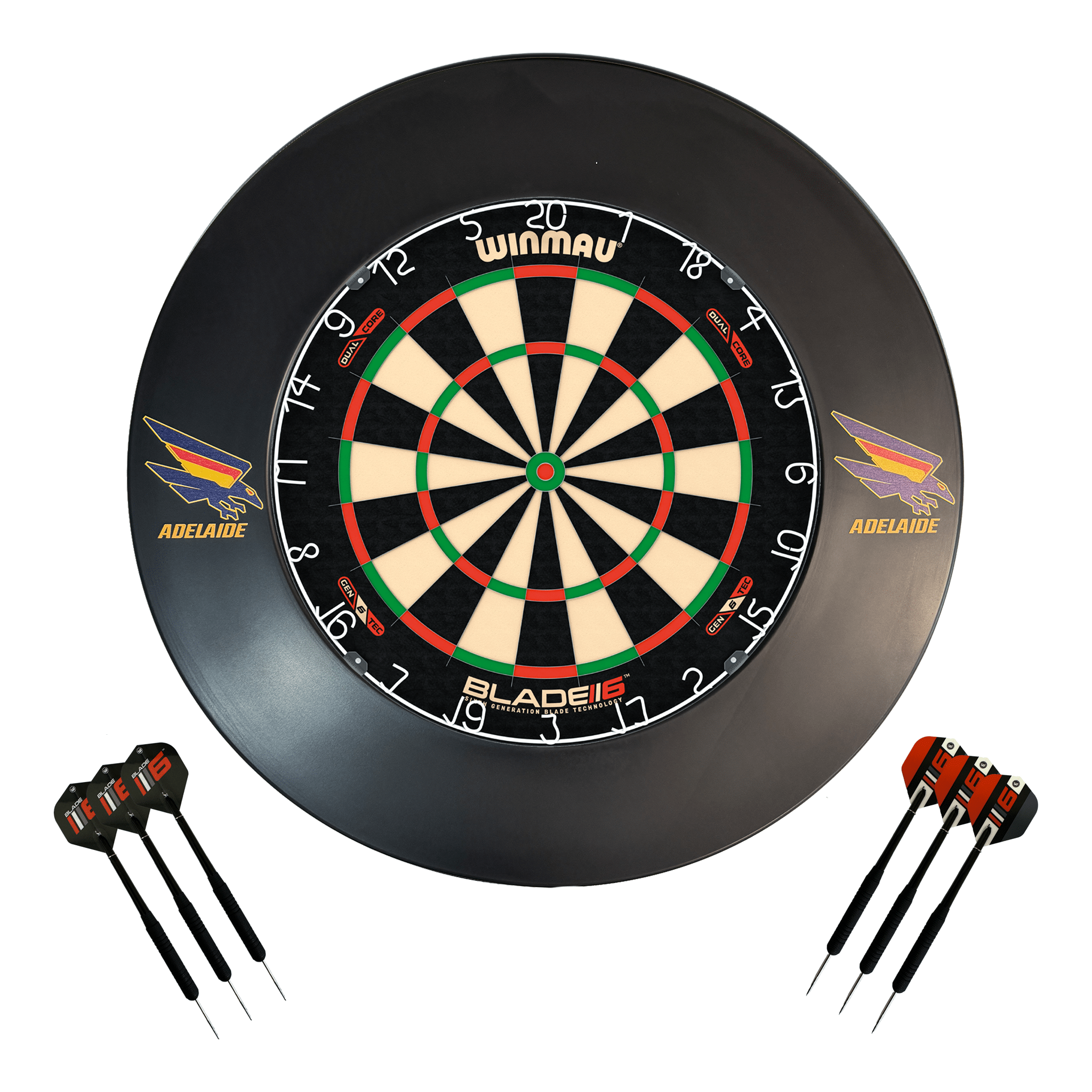 AFL Blade 6 Dartboard, Official AFL Surround & Darts - Complete Darts Set Blade 6 Dual Core / Adelaide Crows Boards