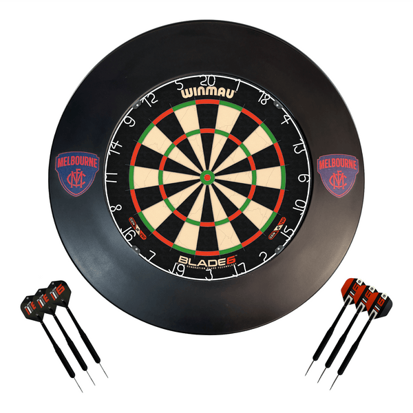 AFL Blade 6 Dartboard, Official AFL Surround & Darts - Complete Darts Set Blade 6 / Melbourne Demons Boards