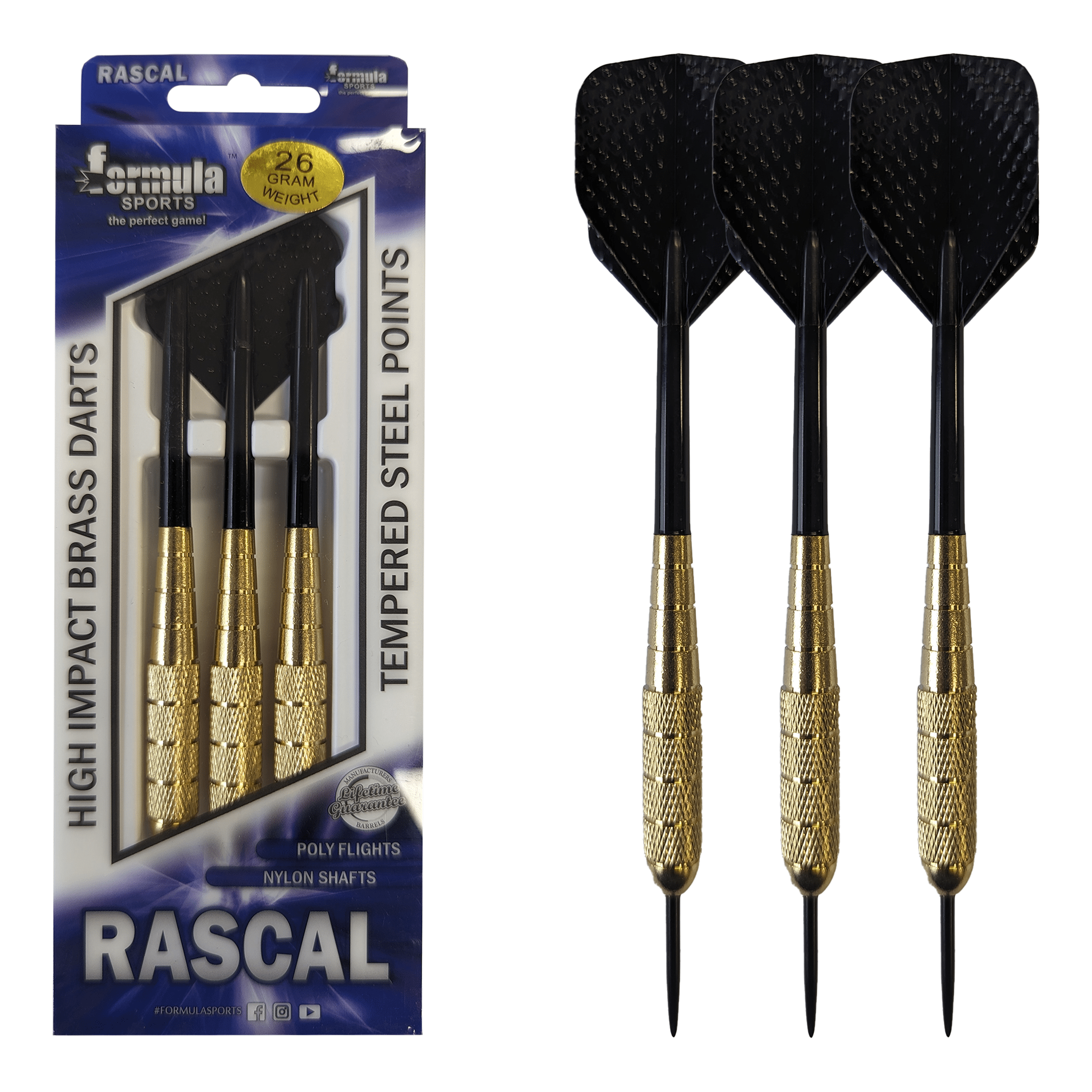 Buy Rascal - Brass Barrel Steel Tip Darts from Darts Online