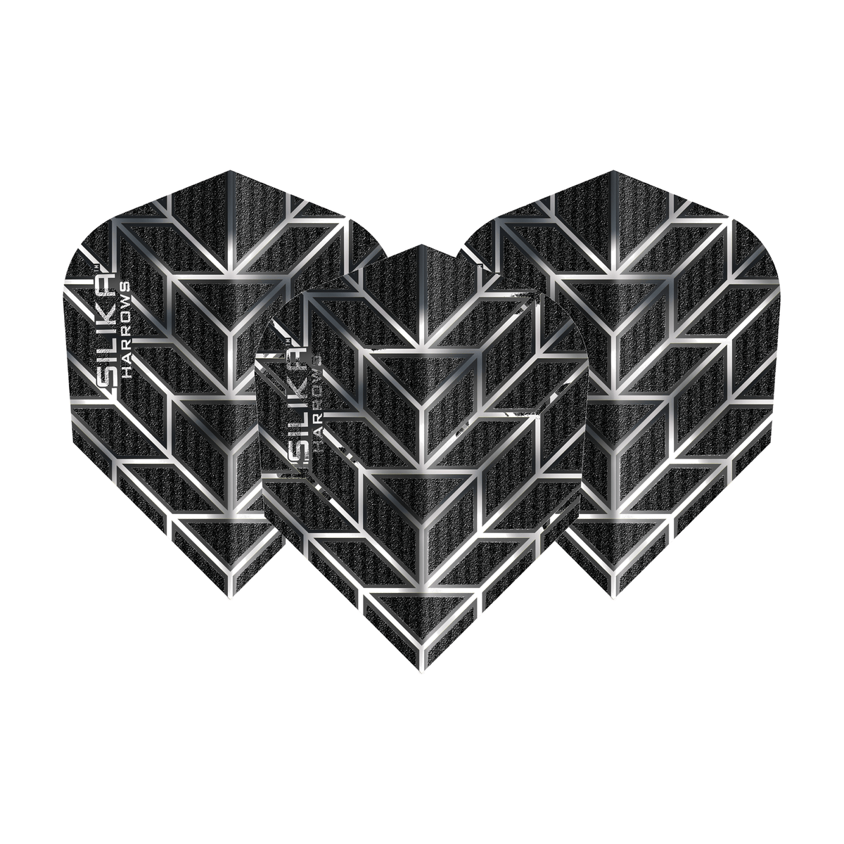Harrows Monarch - Silika Dart Flights Black & Silver Dart Flights