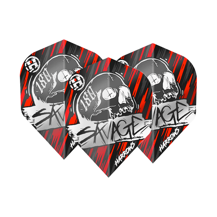 Harrows Savage - Dart Flights No. 2 / Red / Silver Flights & Shafts