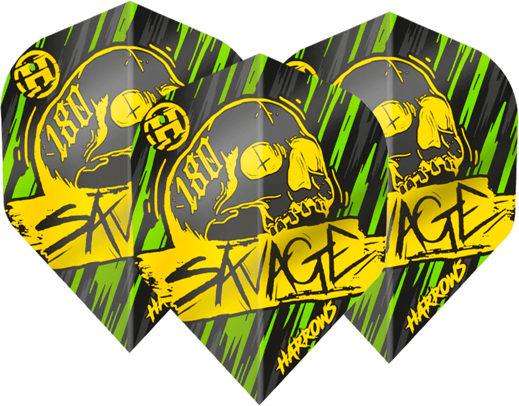 Harrows Savage - Dart Flights No. 2 / Yellow / Green Flights
