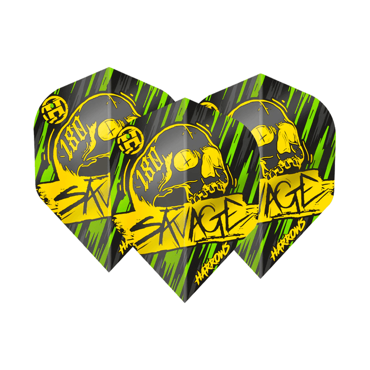 Harrows Savage - Dart Flights No. 2 / Yellow / Green Flights & Shafts