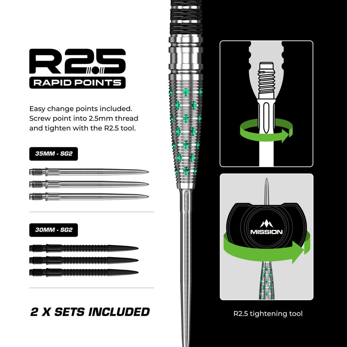 Mission Mantis R2.5 Rapid Point - 95% Tungsten Steel Tip Darts Darts
