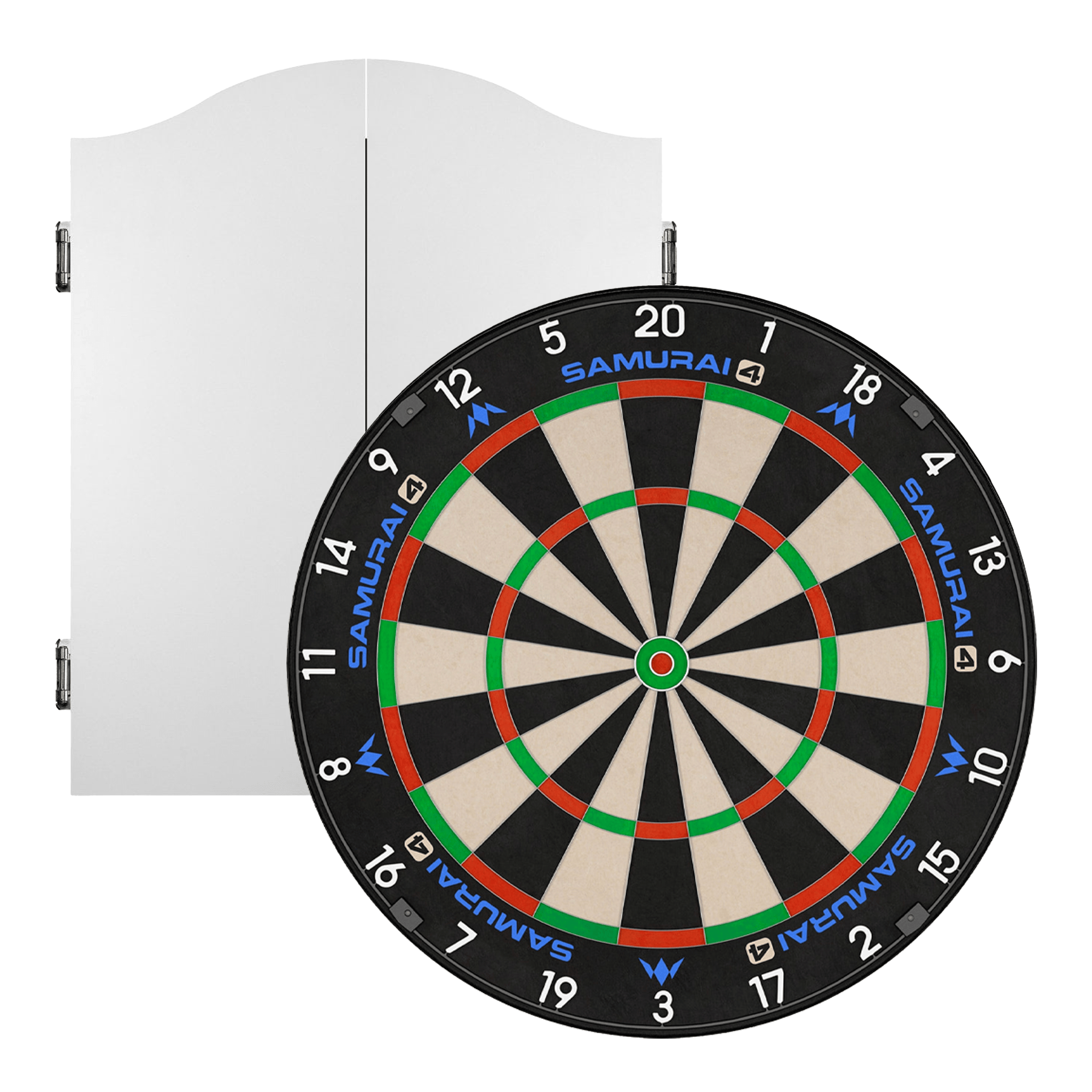 Mission Samurai 4 Dartboard & Cabinet Bundle White Boards