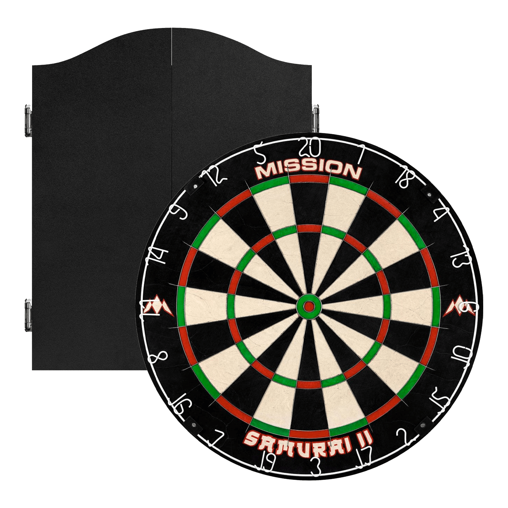 Mission Samurai II Dartboard & Cabinet Bundle Black Boards