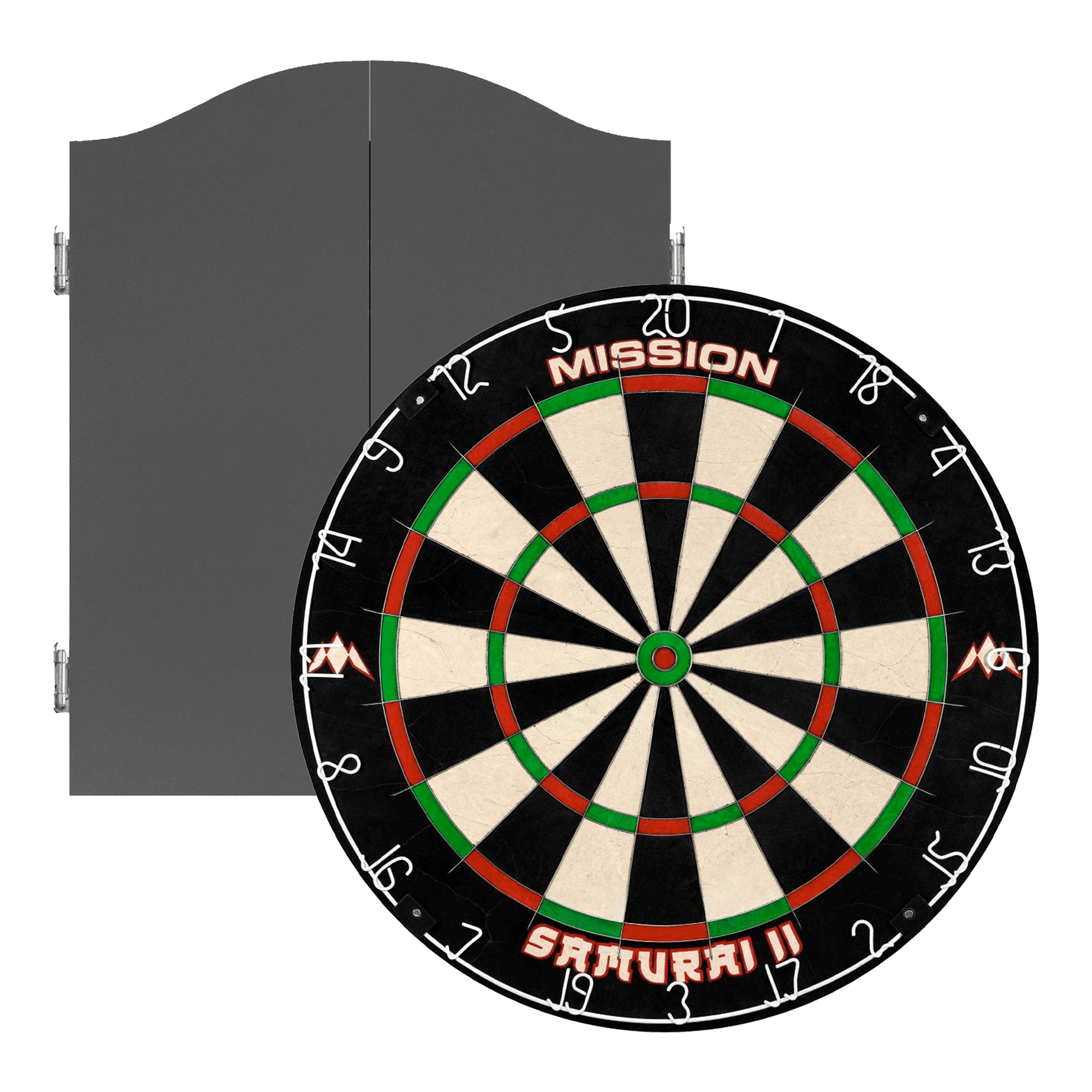 Mission Samurai II Dartboard & Cabinet Bundle Grey Boards