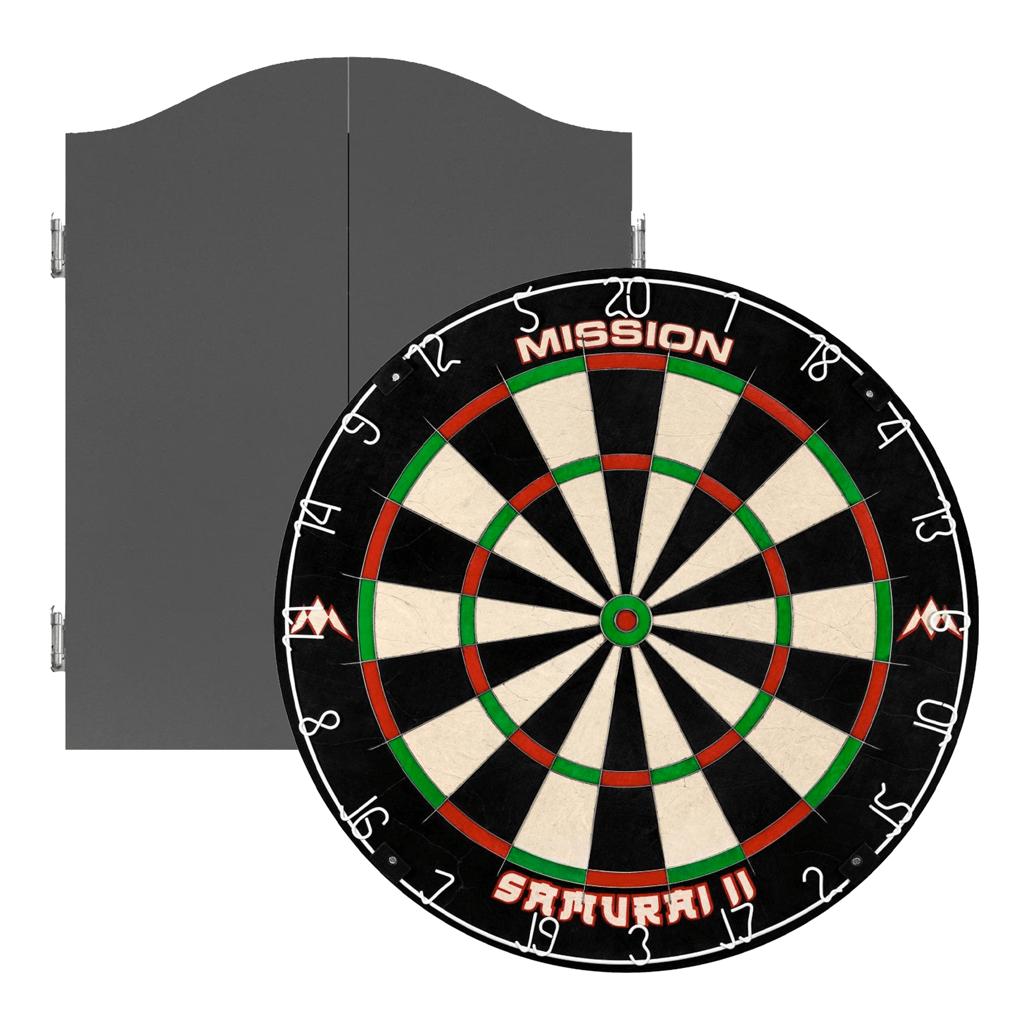 Mission Samurai II Dartboard & Cabinet Bundle Grey Boards