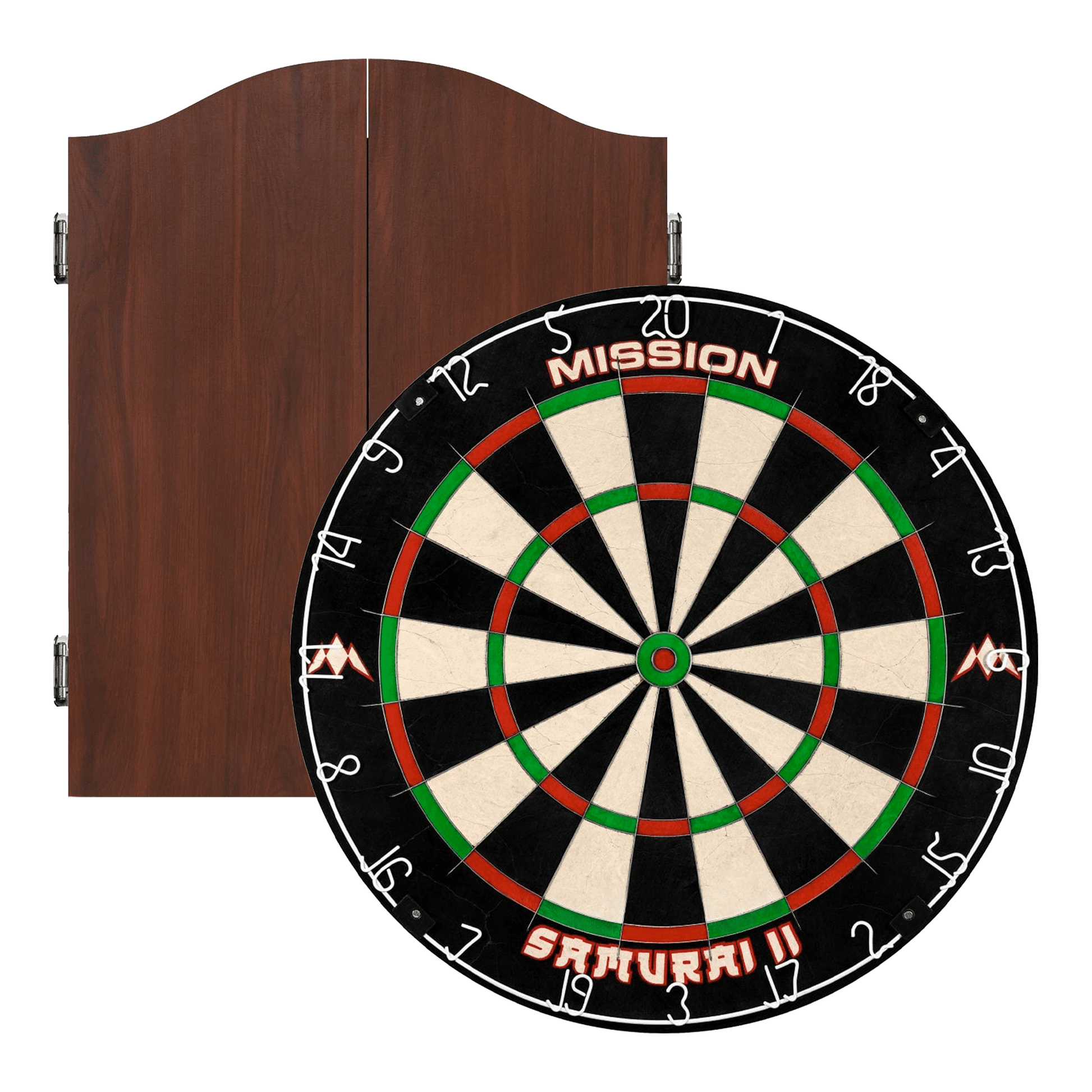 Mission Samurai II Dartboard & Cabinet Bundle Sedona Red Boards
