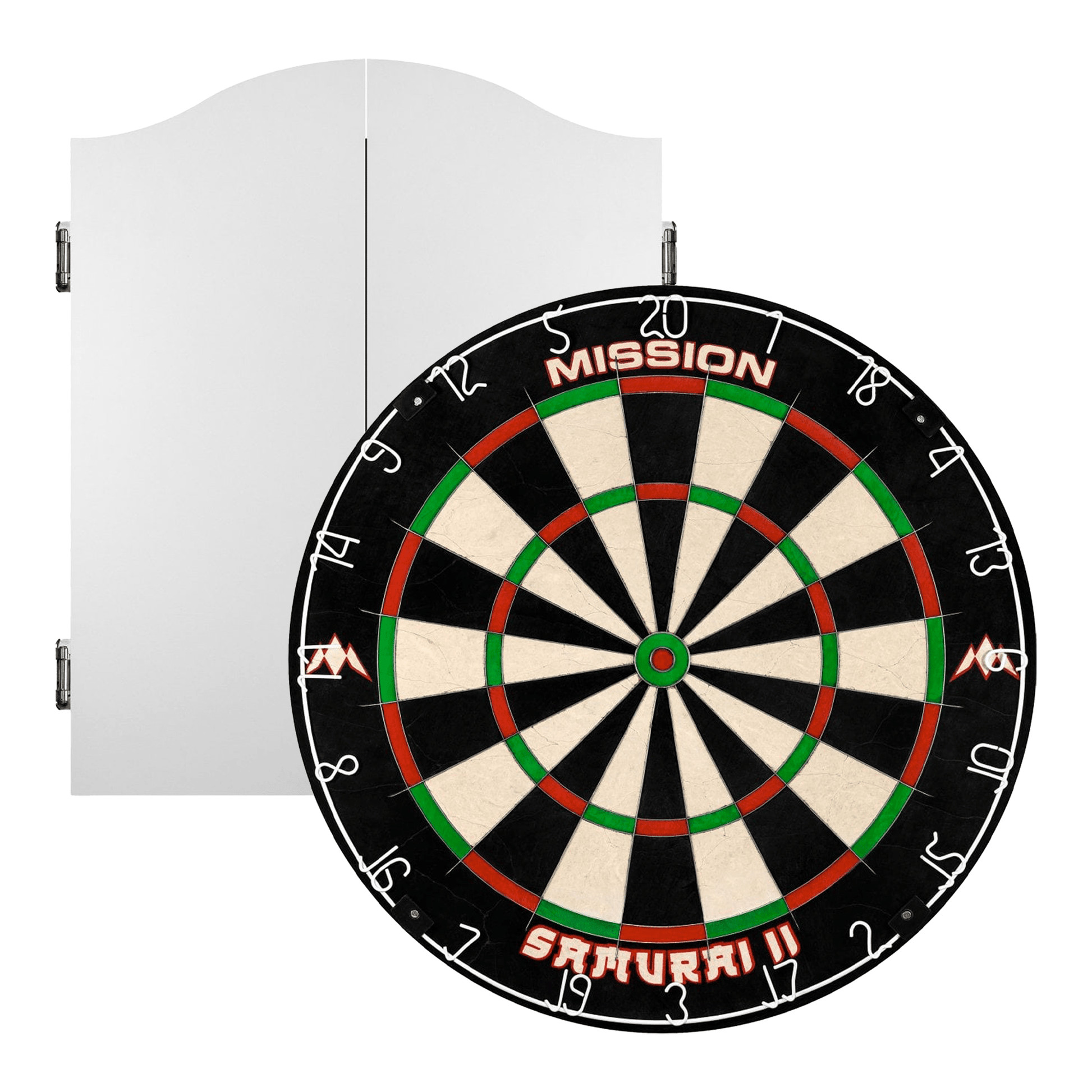 Mission Samurai II Dartboard & Cabinet Bundle White Boards