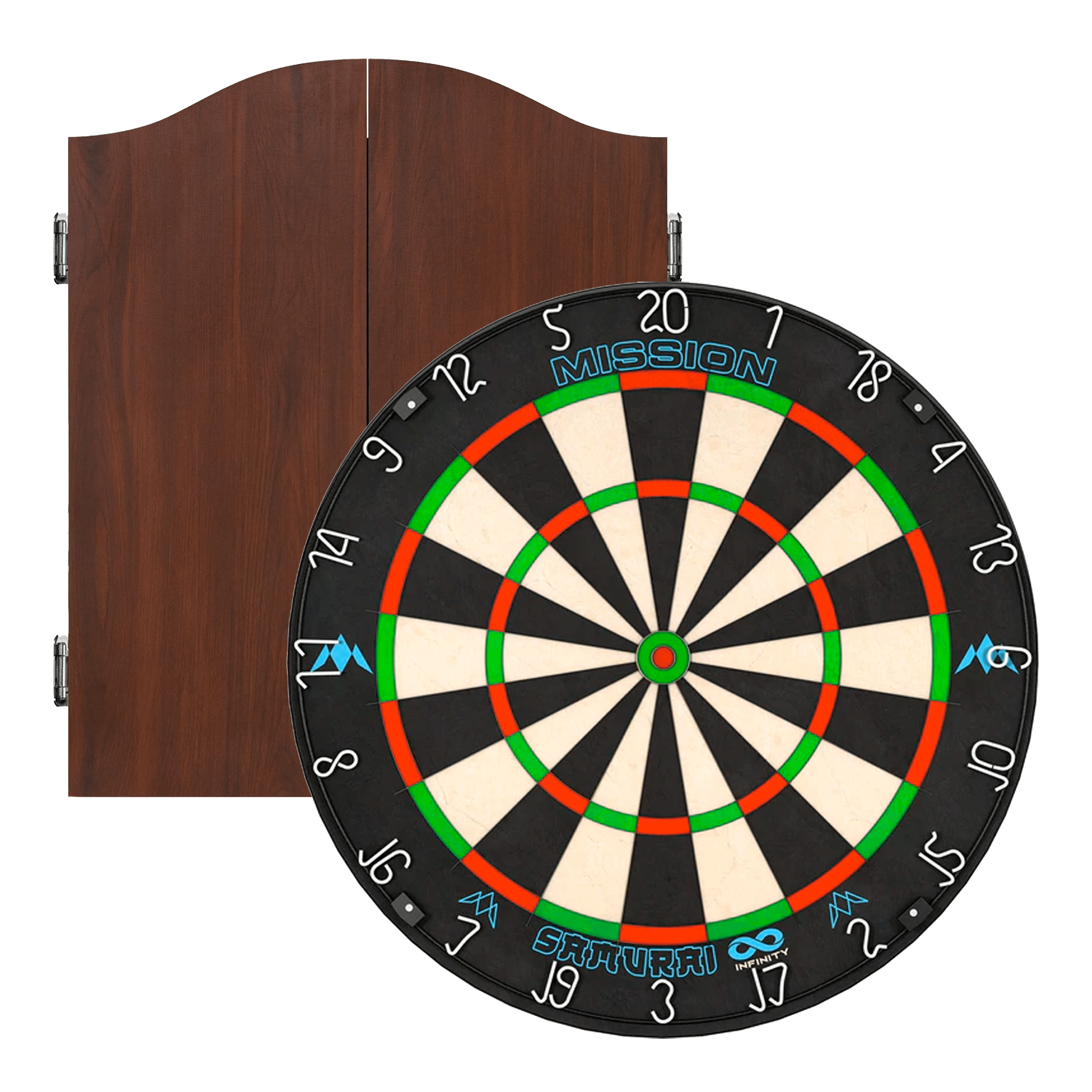 Mission Samurai Infinity Dartboard & Cabinet Bundle Sedona Red Boards