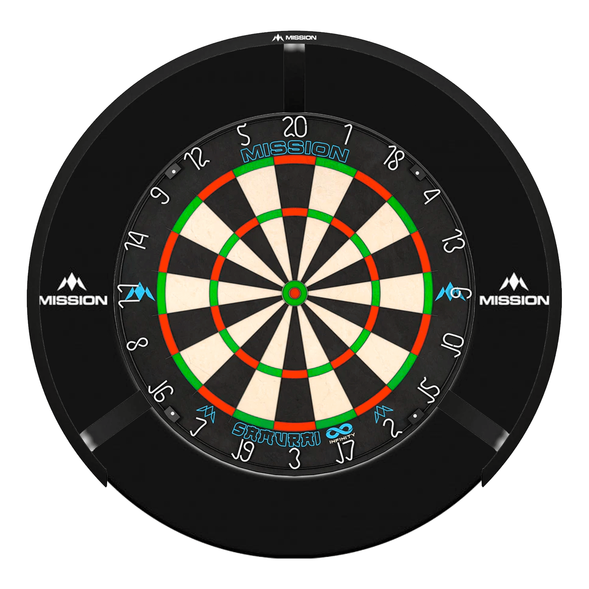Mission Samurai Infinity Dartboard, Surround & Light Bundle Black / Torus 270 Boards