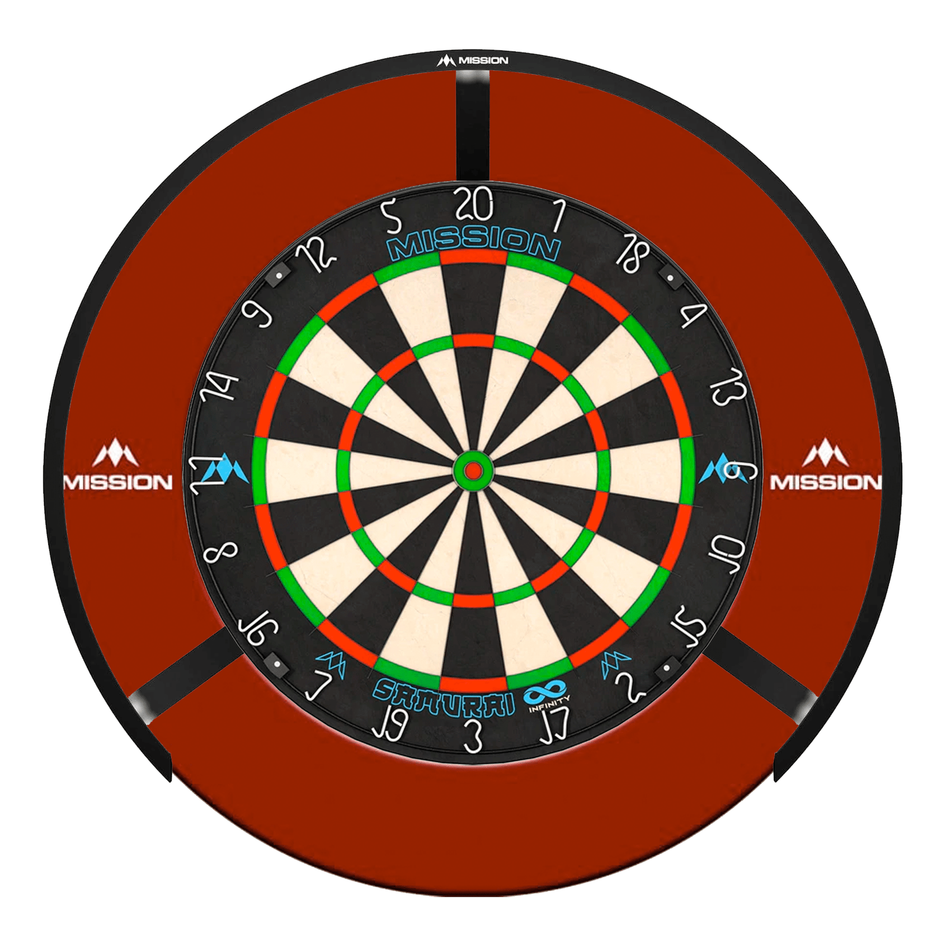 Mission Samurai Infinity Dartboard, Surround & Light Bundle Red / Torus 270 Boards