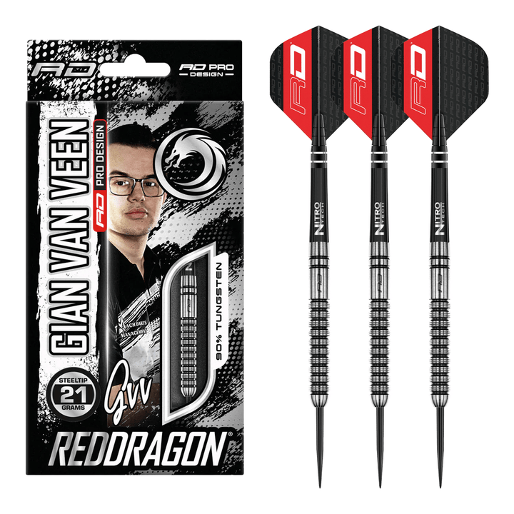 Red Dragon Gian Van Veen - 90% Tungsten Steel Tip Darts 21 Grams Darts