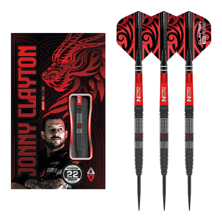 Red Dragon Jonny Clayton Hiraeth - 90% Tungsten Steel Tip Darts 22 Grams Darts