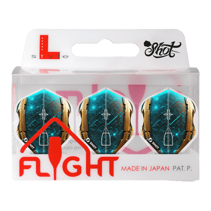 Shot AI Replicant - Moulded Dart Flights L-Style / Aqua Flights