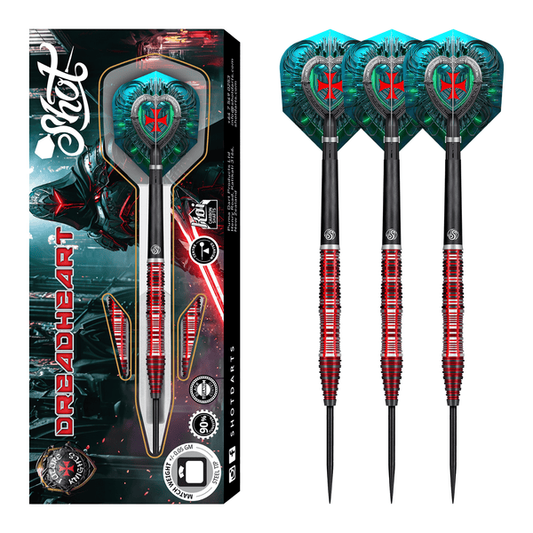 Shot Future Knights Dreadheart - 90% Tungsten Steel Tip Darts 23 Grams Darts