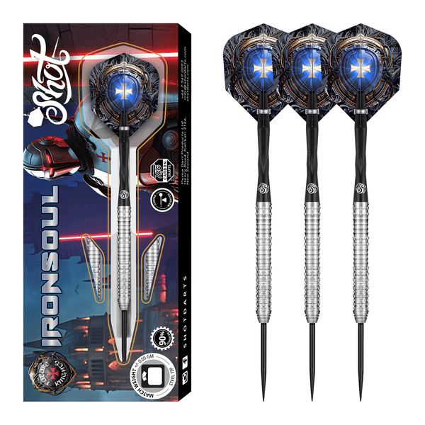 Shot Future Knights Ironsoul - 90% Tungsten Steel Tip Darts 23 Grams Darts