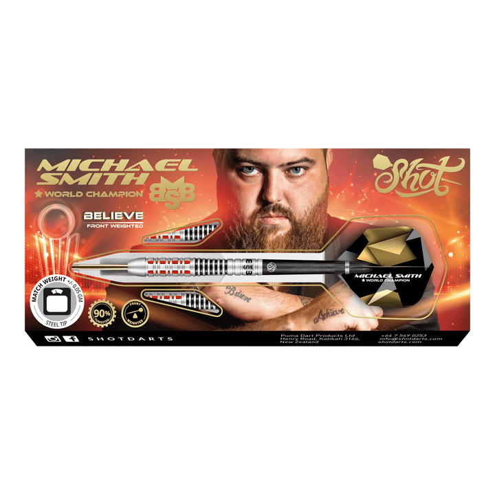 Shot Michael Smith Believe - 90% Tungsten Steel Tip Darts Darts