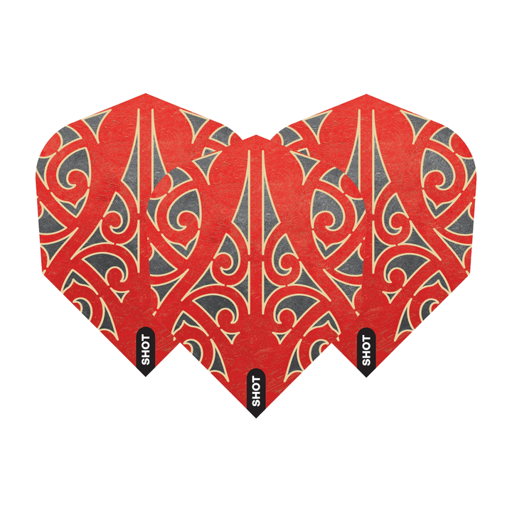 Shot Warrior Taiaha - Dart Flights Small Standard / Red Flights & Shafts