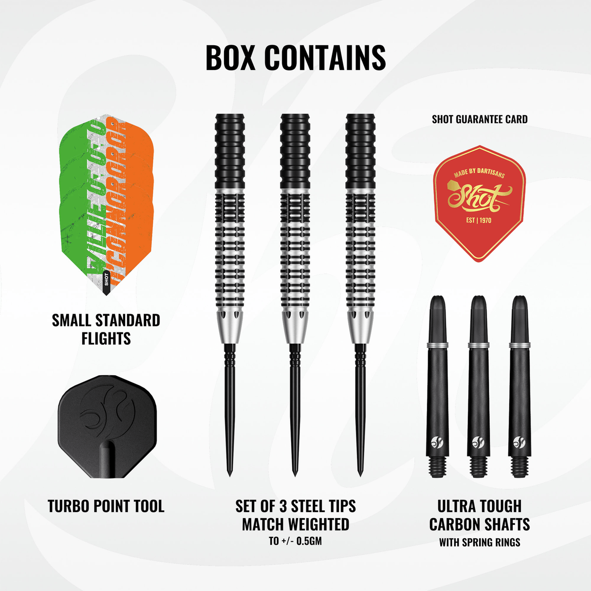 Shot Willie O'Connor Pro Series Magpie Turbo Point - 90% Tungsten Steel Tip Darts Darts