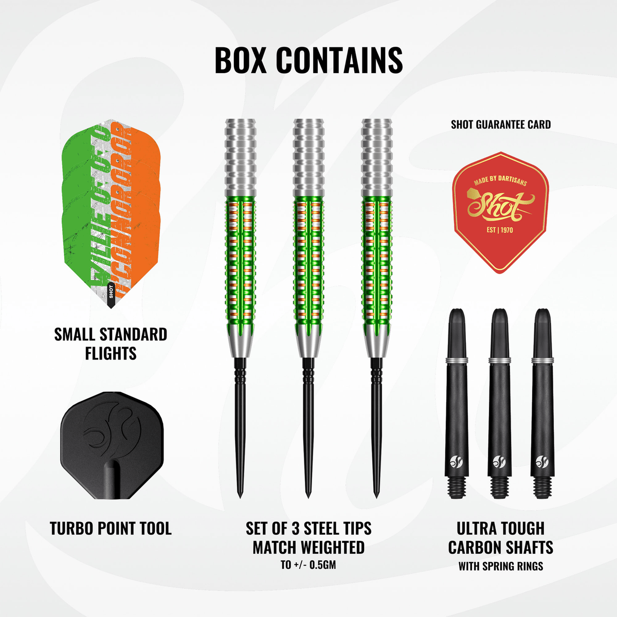 Shot Willie O'Connor Pro Series Turbo Point - 90% Tungsten Steel Tip Darts Darts