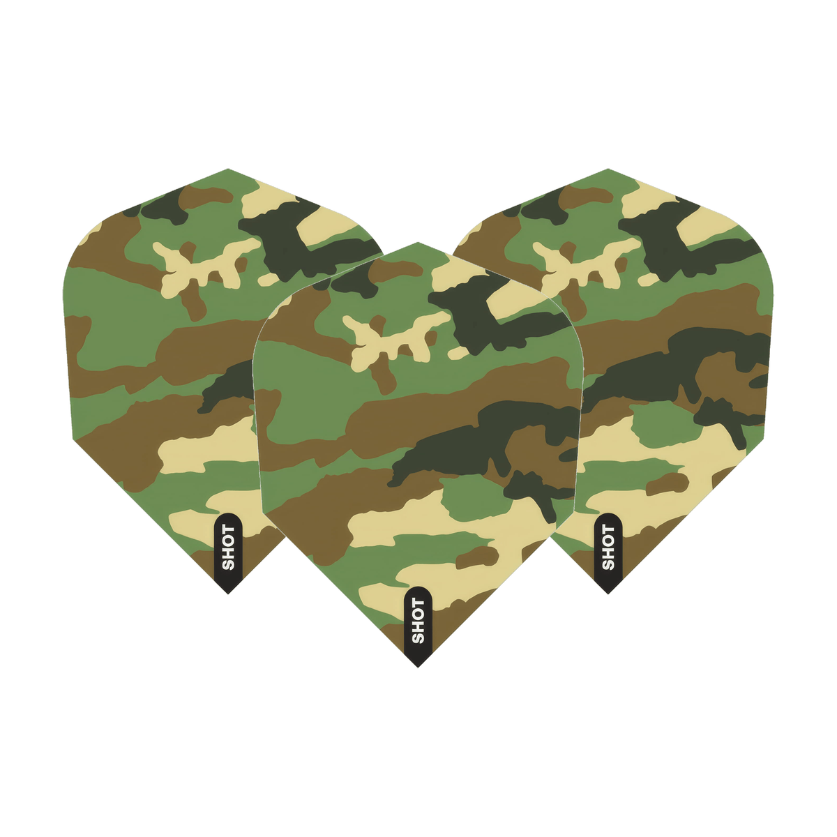 Shot Woodlands Camo Green - Dart Flights No. 6 / Green Dart Flights