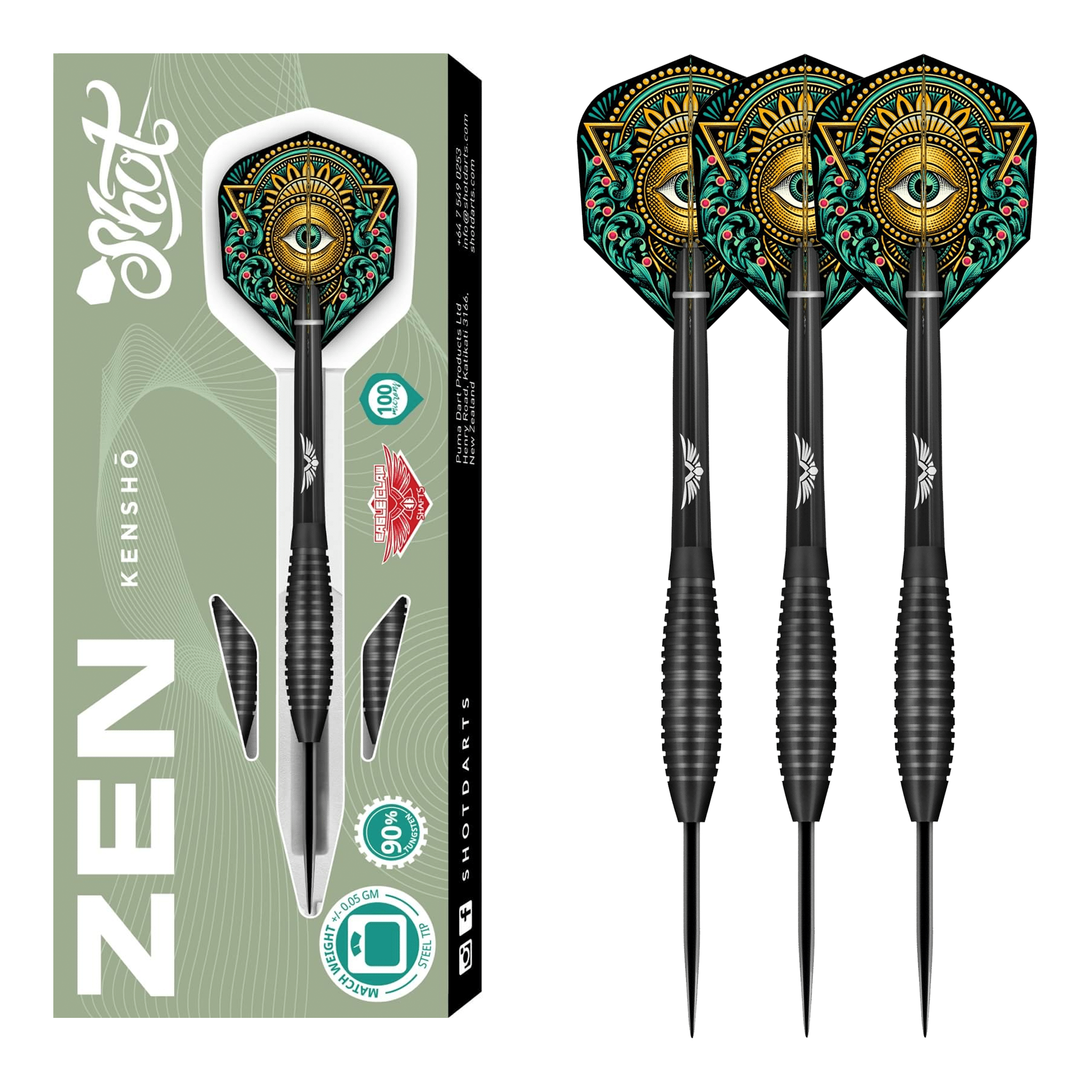 Shot Zen Kensho - 90% Tungsten Steel Tip Darts 22 Grams Darts