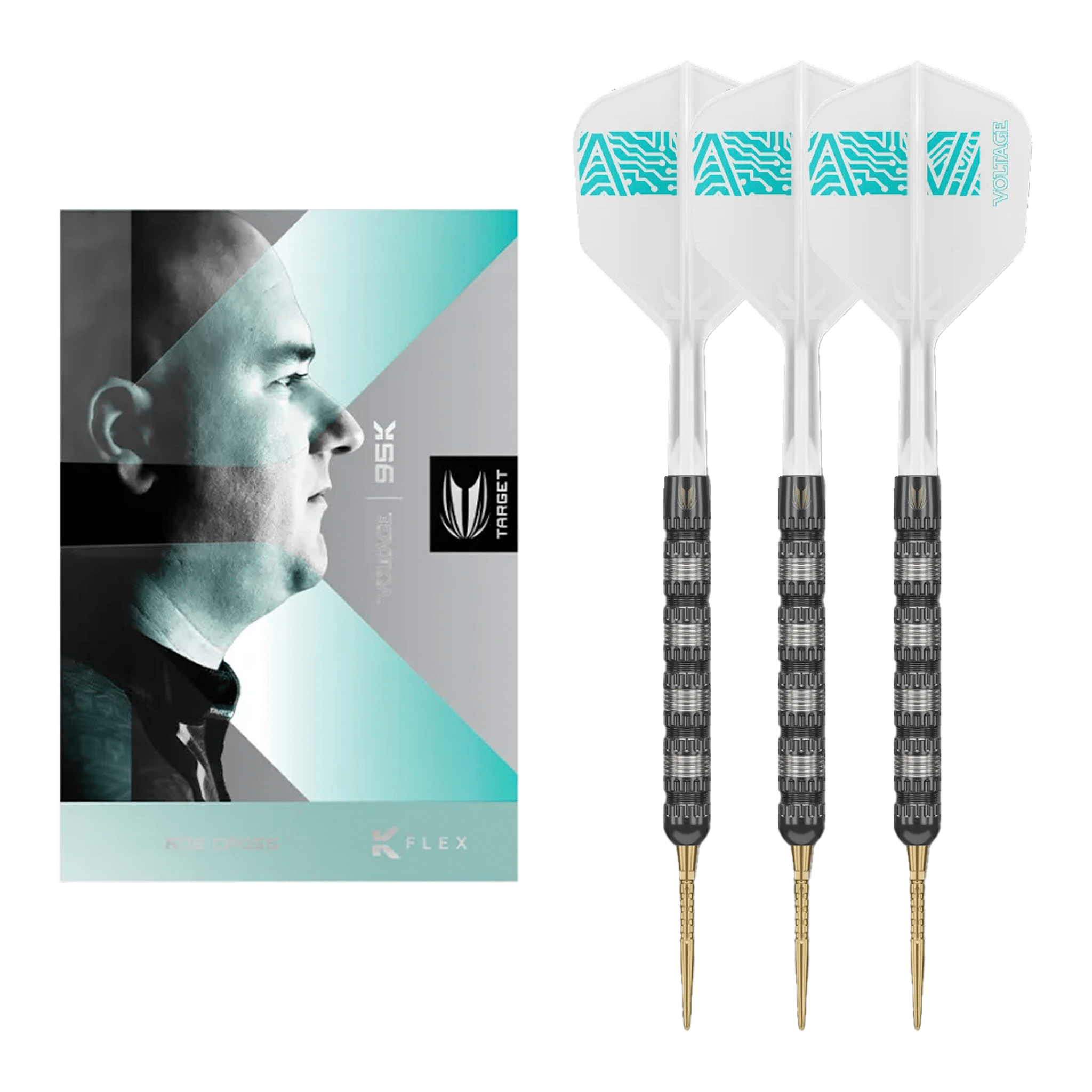 Set Freccette Soft Tip Target Rob Cross 95K - 95% Tungsteno, 18g, Con Punte Pixel E Sistema Voli K-Flex, Per Dart Elettronici
