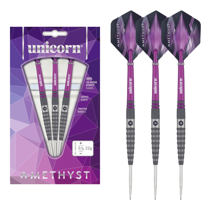 Unicorn Amethyst 4 - 90% Tungsten Steel Tip Darts 20 Grams Darts