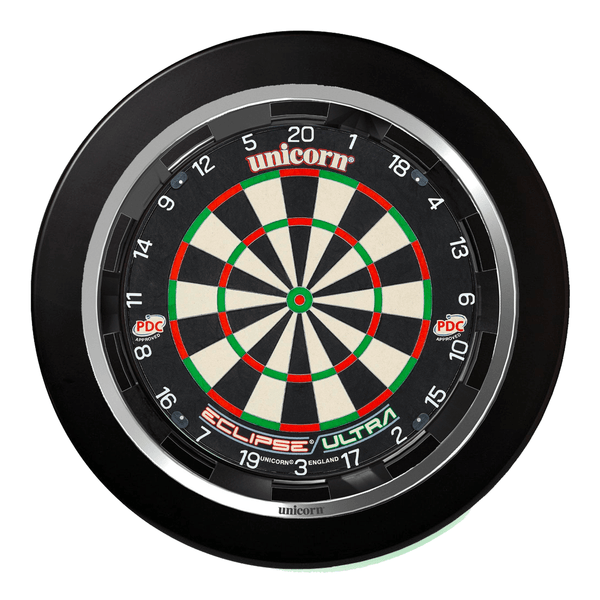 Unicorn Eclipse Ultra Dartboard, Surround & Solar Flare Light Bundle Ultra / Black / Solar Flare Boards