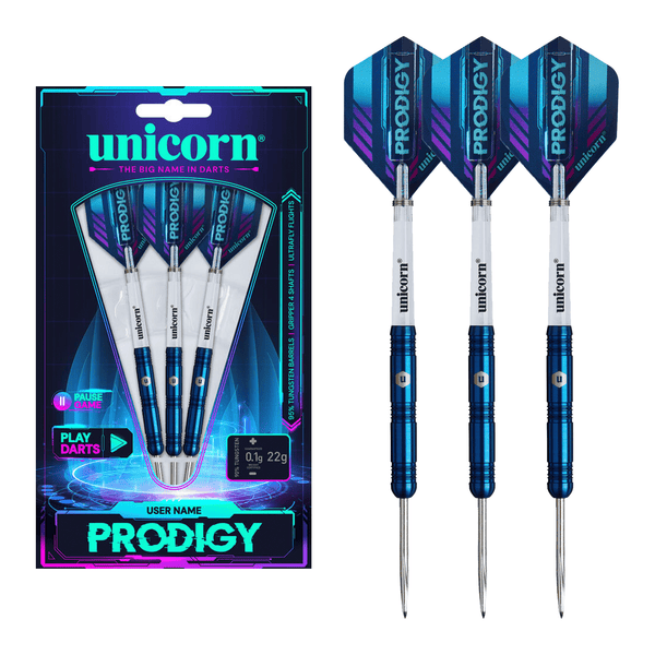 Unicorn Prodigy 01 - 90% Tungsten Steel Tip Darts 22 Grams Darts