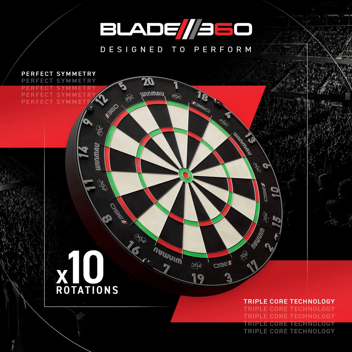 Winmau Blade 360 Dartboard, Surround & Corona Light Bundle Dartboard Bundles