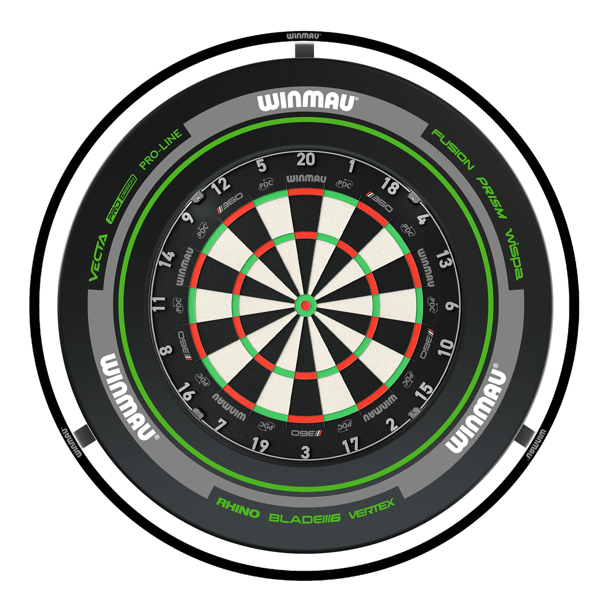 Winmau Blade 360 Dartboard, Surround & Plasma Light Bundle Dartboard Bundles