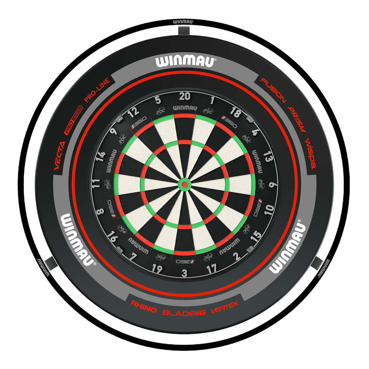 Winmau Blade 360 Dartboard, Surround & Plasma Light Bundle Dartboard Bundles