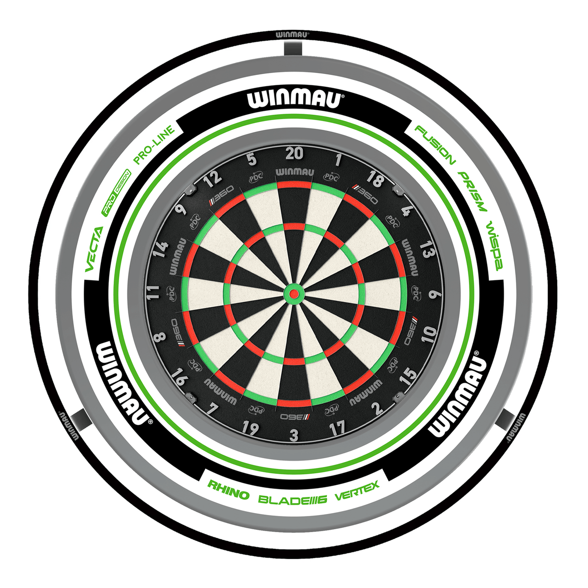 Winmau Blade 360 Dartboard, Surround & Plasma Light Bundle Dartboard Bundles