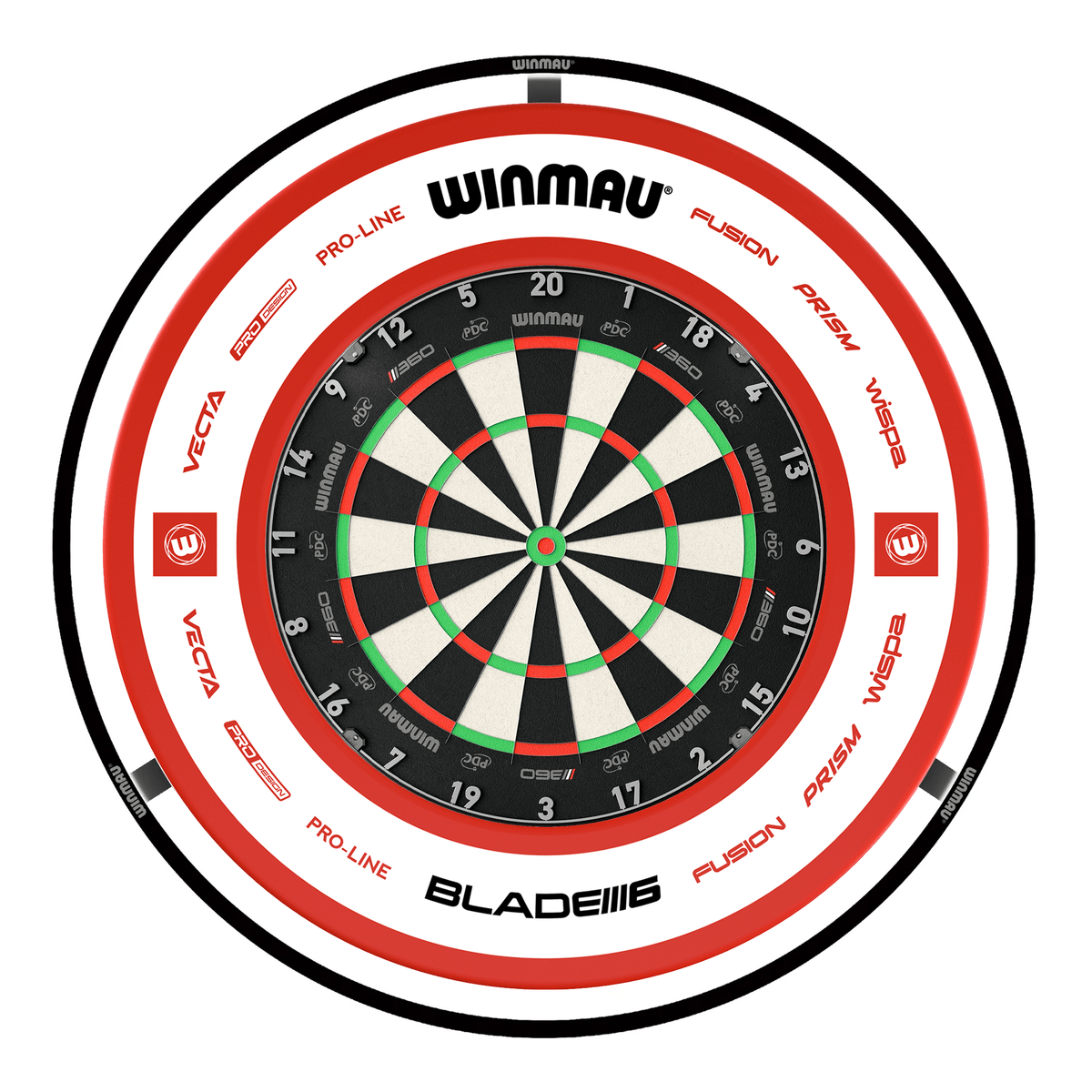 Winmau Blade 360 Dartboard, Surround & Plasma Light Bundle Dartboard Bundles