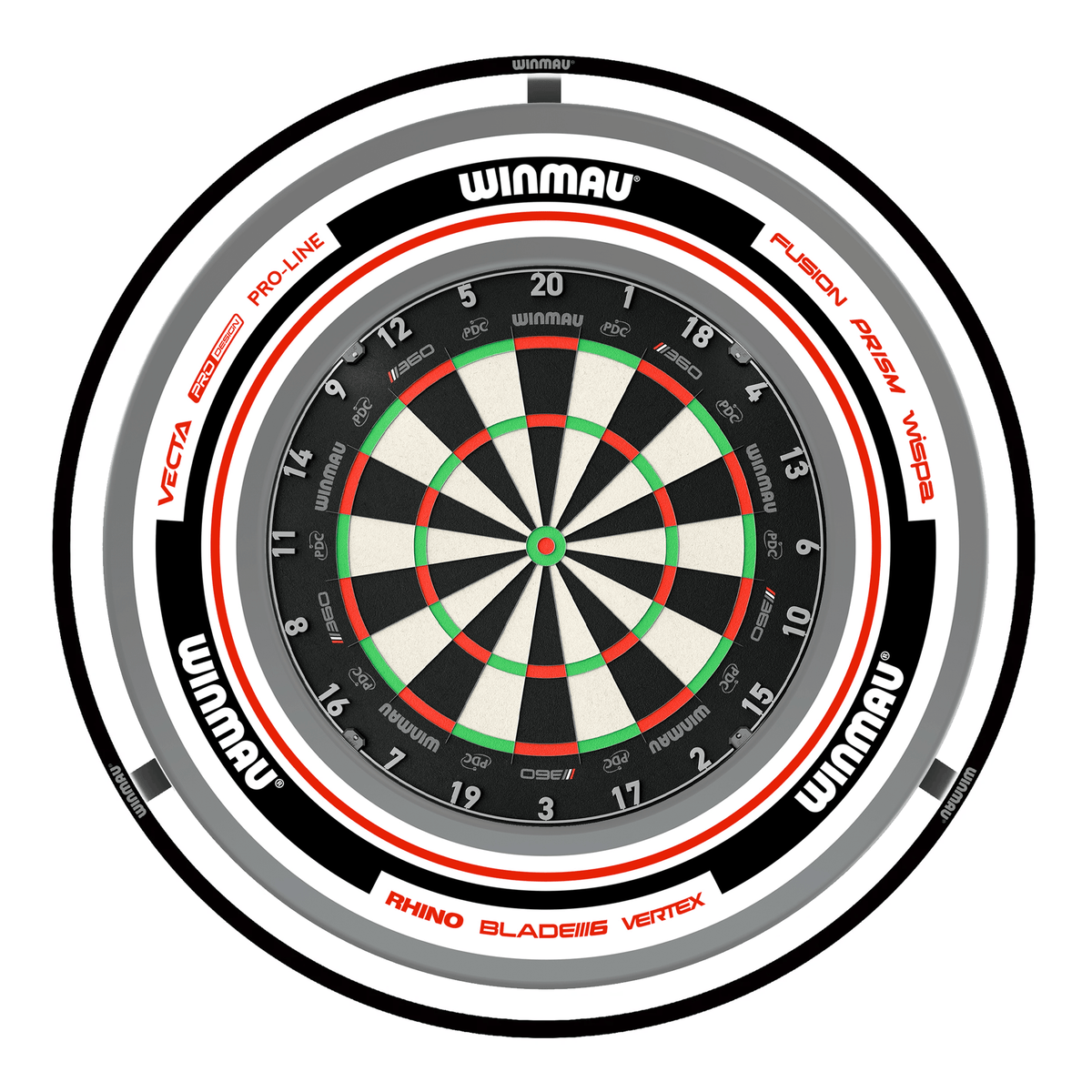 Winmau Blade 360 Dartboard, Surround & Plasma Light Bundle Dartboard Bundles