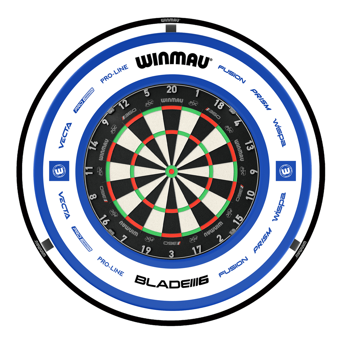 Winmau Blade 360 Dartboard, Surround & Plasma Light Bundle Dartboard Bundles