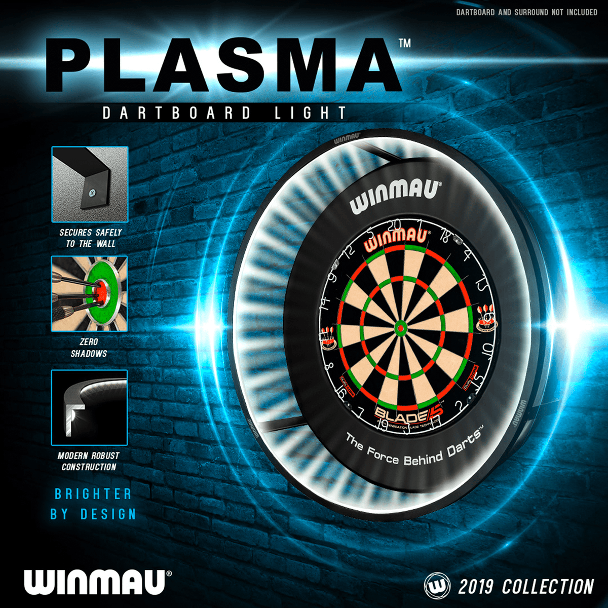 Winmau Blade 360 Dartboard, Surround & Plasma Light Bundle Dartboard Bundles