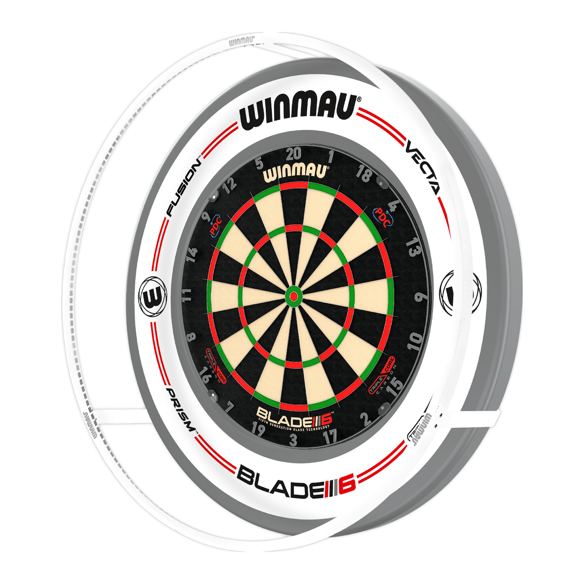 Winmau Blade 360 Dartboard, Surround & Plasma Light Bundle Dartboard Bundles