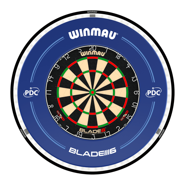 Winmau Blade 6 Dartboard, Surround & Black Plasma Light Bundle Blade 6 / PDC Blue / Winmau Plasma Black Boards