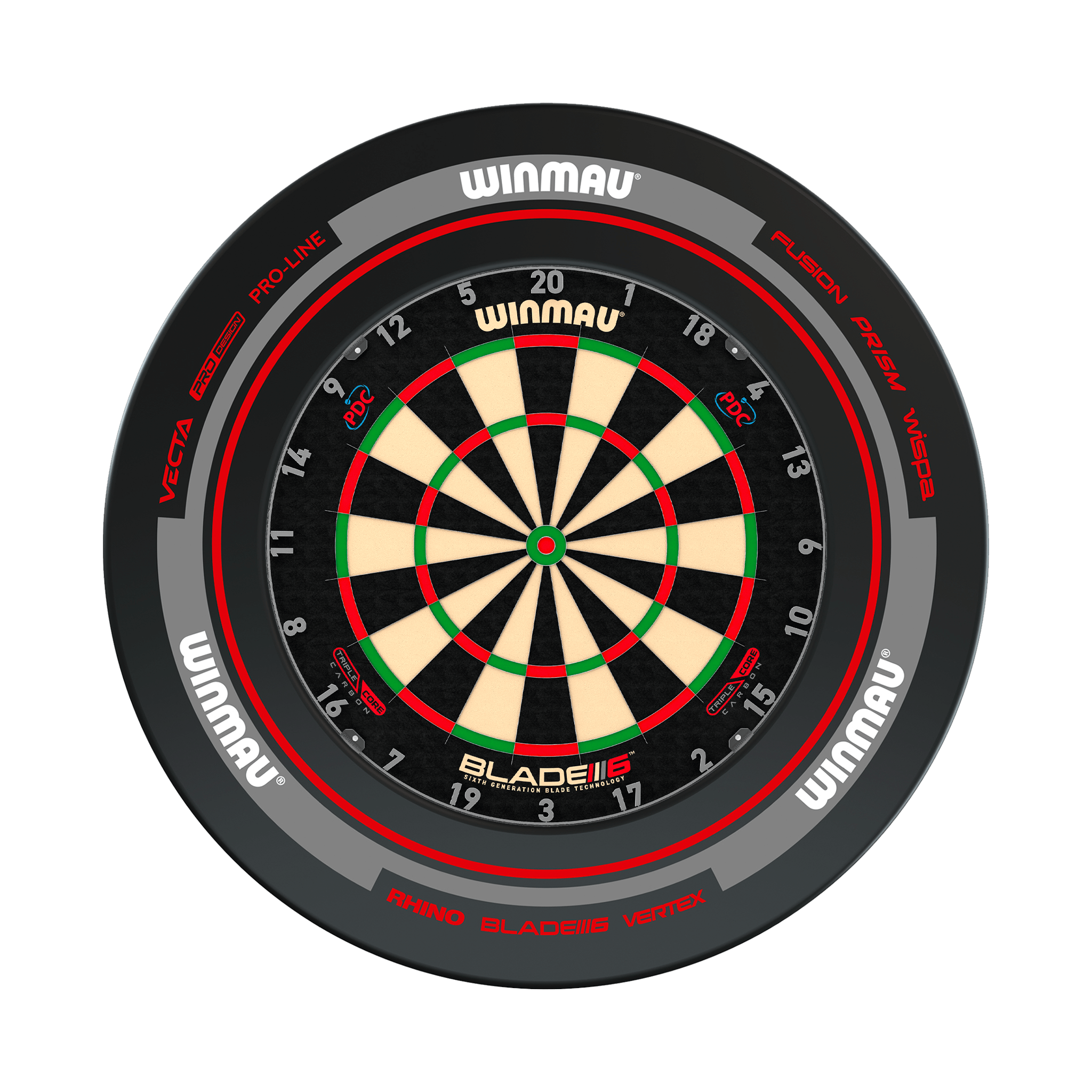 Winmau Blade 6 Dartboard & Surround Bundle Blade 6 Triple Core / Advance Black/Red Boards