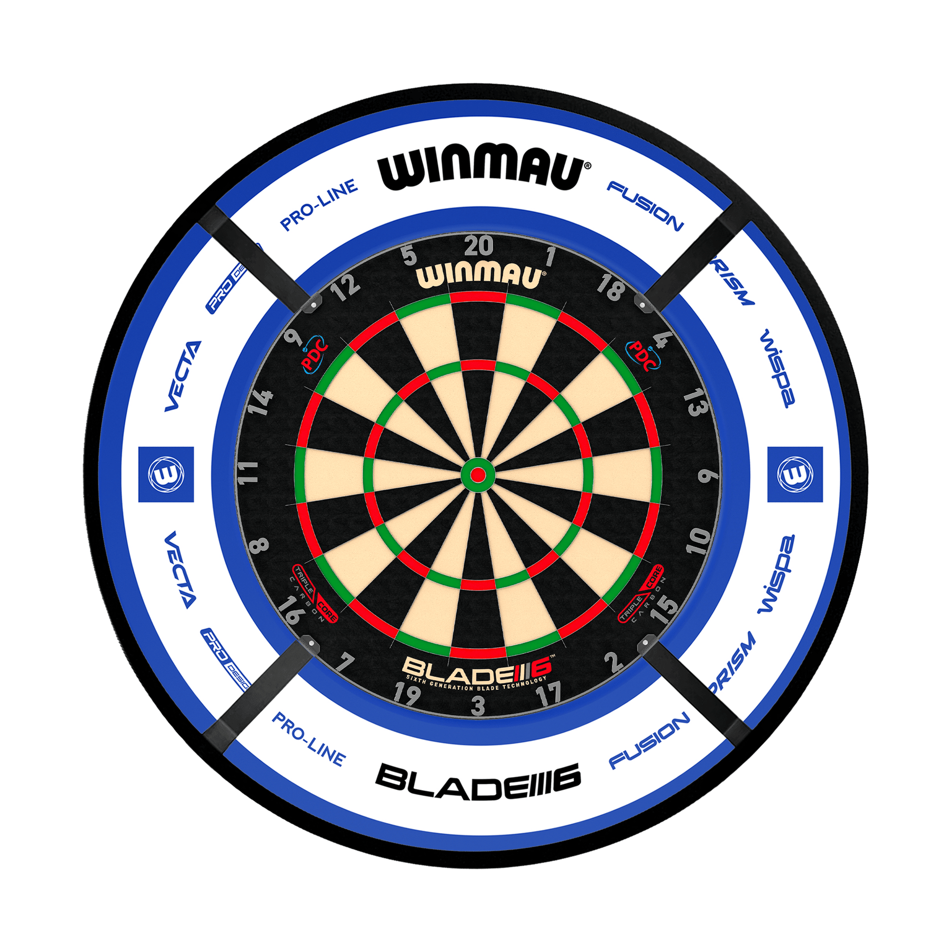 Winmau Blade 6 Dartboard, Surround & Corona Light Bundle Blade 6 Triple Core / Pro 2.0 Blue / Target Corona Vision Boards