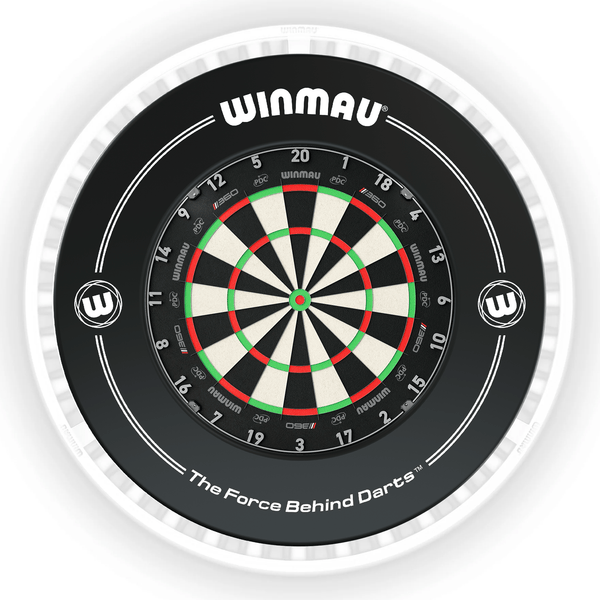 Winmau Blade 6 Dartboard, Surround & Ice White Plasma Light Bundle Blade 360 / Black / Winmau Plasma Ice White Boards