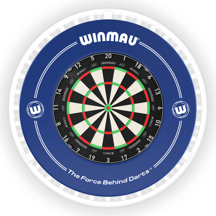 Winmau Blade 6 Dartboard, Surround & Ice White Plasma Light Bundle Blade 360 / Blue / Winmau Plasma Ice White Boards
