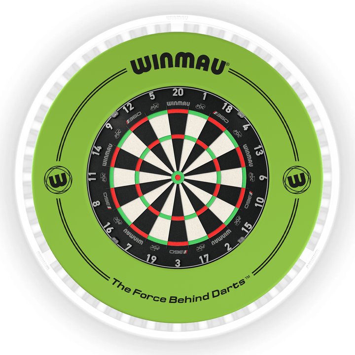 Winmau Blade 6 Dartboard, Surround & Ice White Plasma Light Bundle Blade 360 / Green / Winmau Plasma Ice White Boards