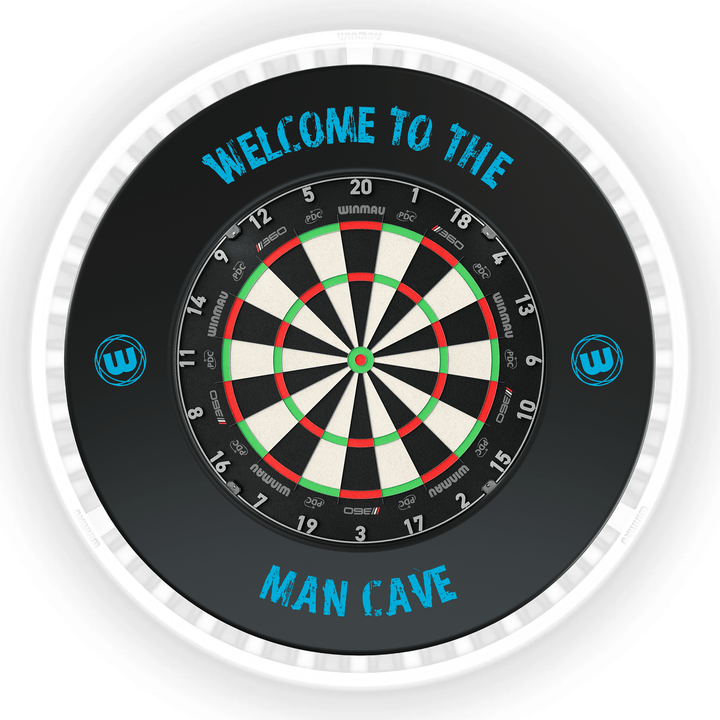 Winmau Blade 6 Dartboard, Surround & Ice White Plasma Light Bundle Blade 360 / Man Cave / Winmau Plasma Ice White Boards