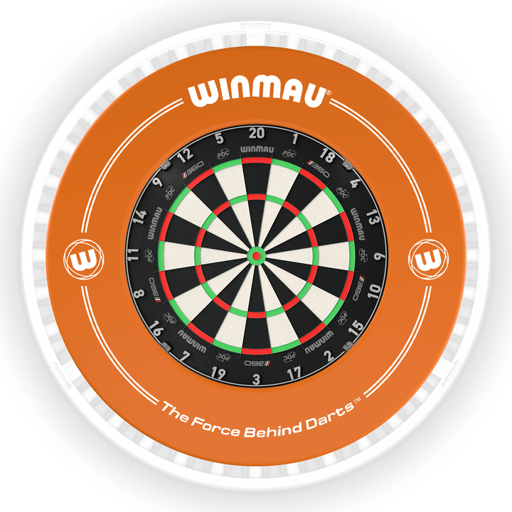 Winmau Blade 6 Dartboard, Surround & Ice White Plasma Light Bundle Blade 360 / Orange / Winmau Plasma Ice White Boards